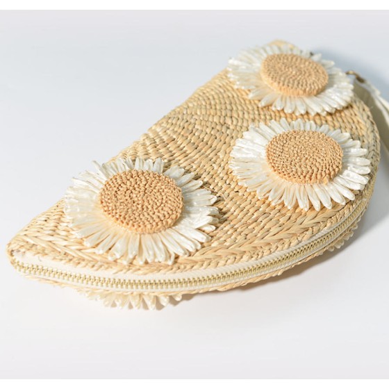 Straw bag, daisy beach bag, lightweight summer phone bag, fresh and cute wallet, versatile vacation leisure bag
